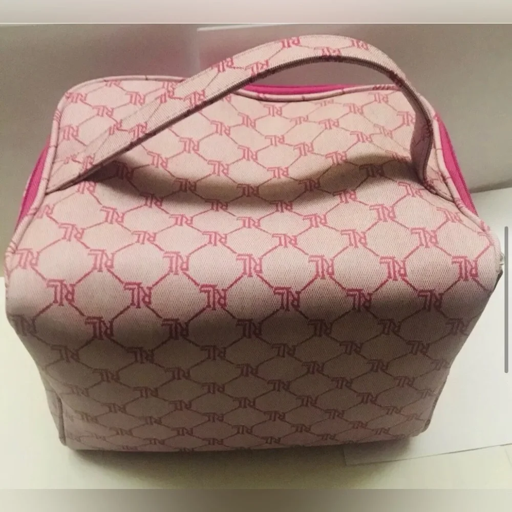 New 3 New Lauren Ralph Lauren Pink Cosmetic Bags iPhone Bag Signature RL Logo - Picture 11 of 14